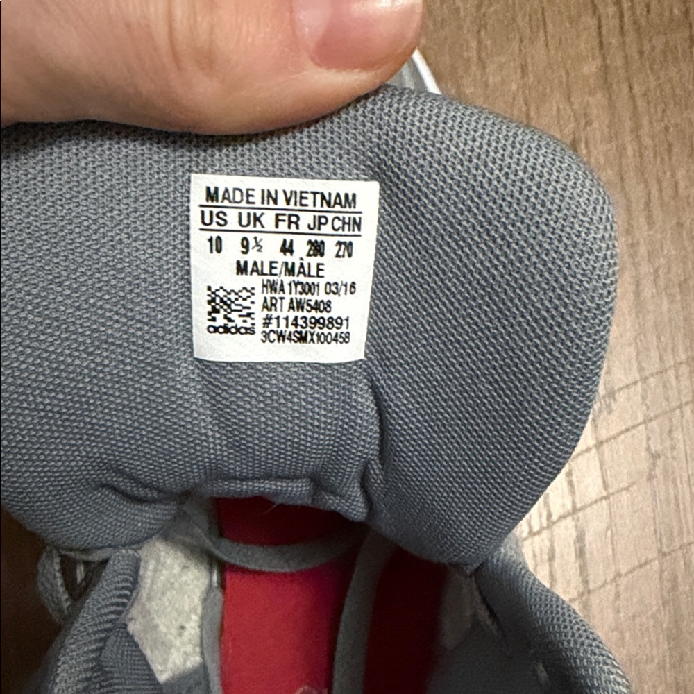 Adidas Men's Gray and Red High-Top Sneakers - Picture 3 of 6
